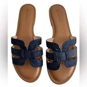 Trendy Denim Slide Sandals